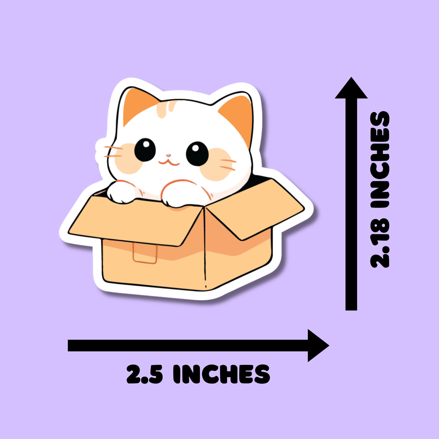 Kawaii Cat in Box Stickers for Planners, Water Bottles, Laptops, etc.