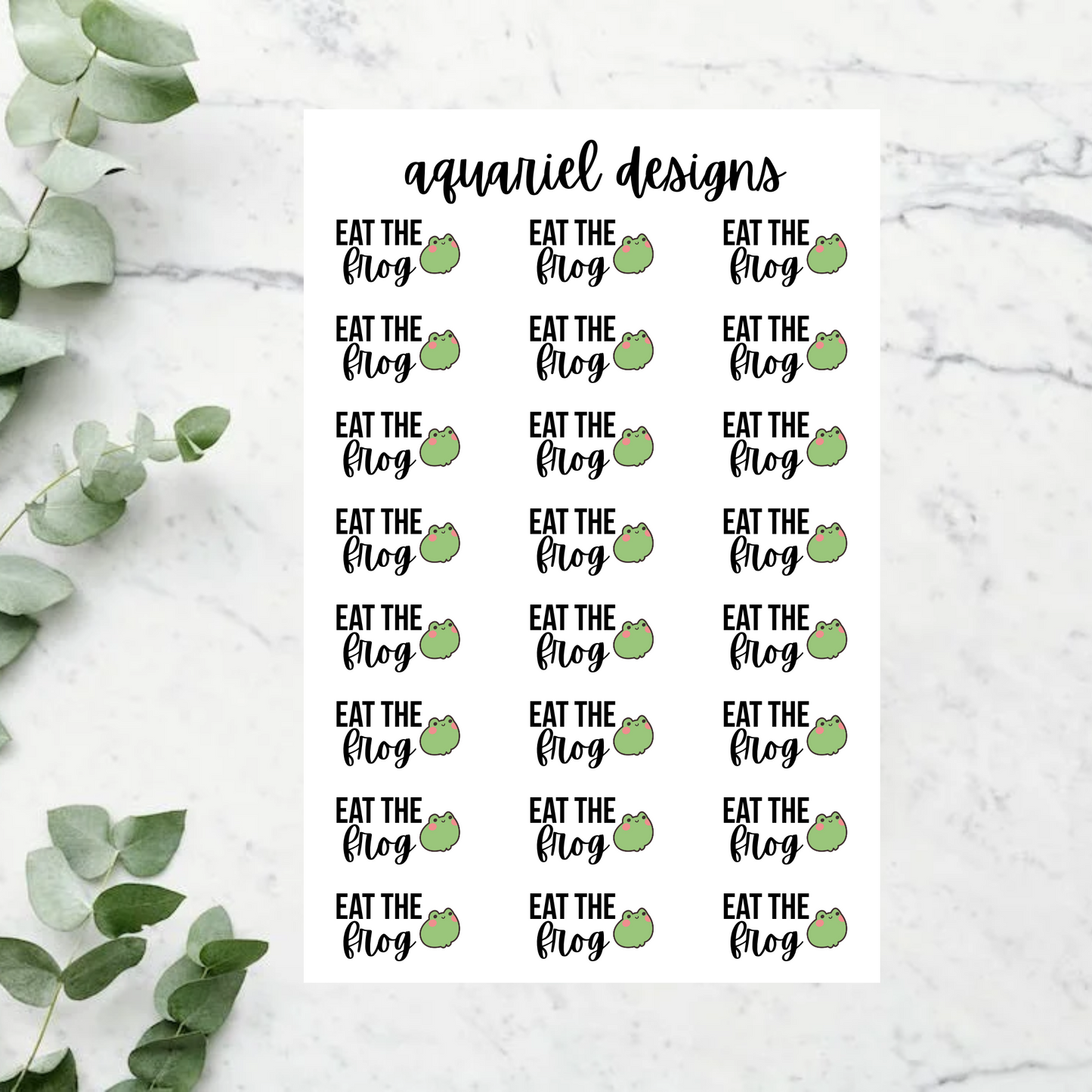 Eat The Frog Stickers, 24 Cute Frog Stickers for Planners, Calendars, Bullet Journals, etc.