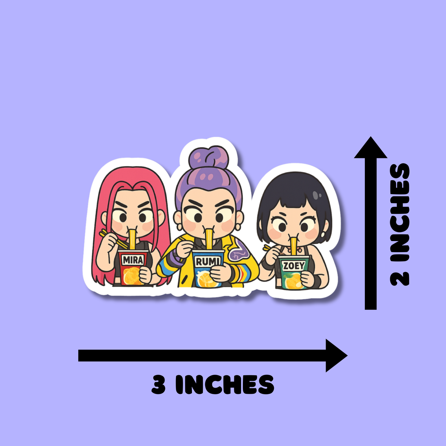 Chibi Huntrix Ramen Kpop Demon Hunters Stickers for Planners, Water Bottles, Laptops, etc.