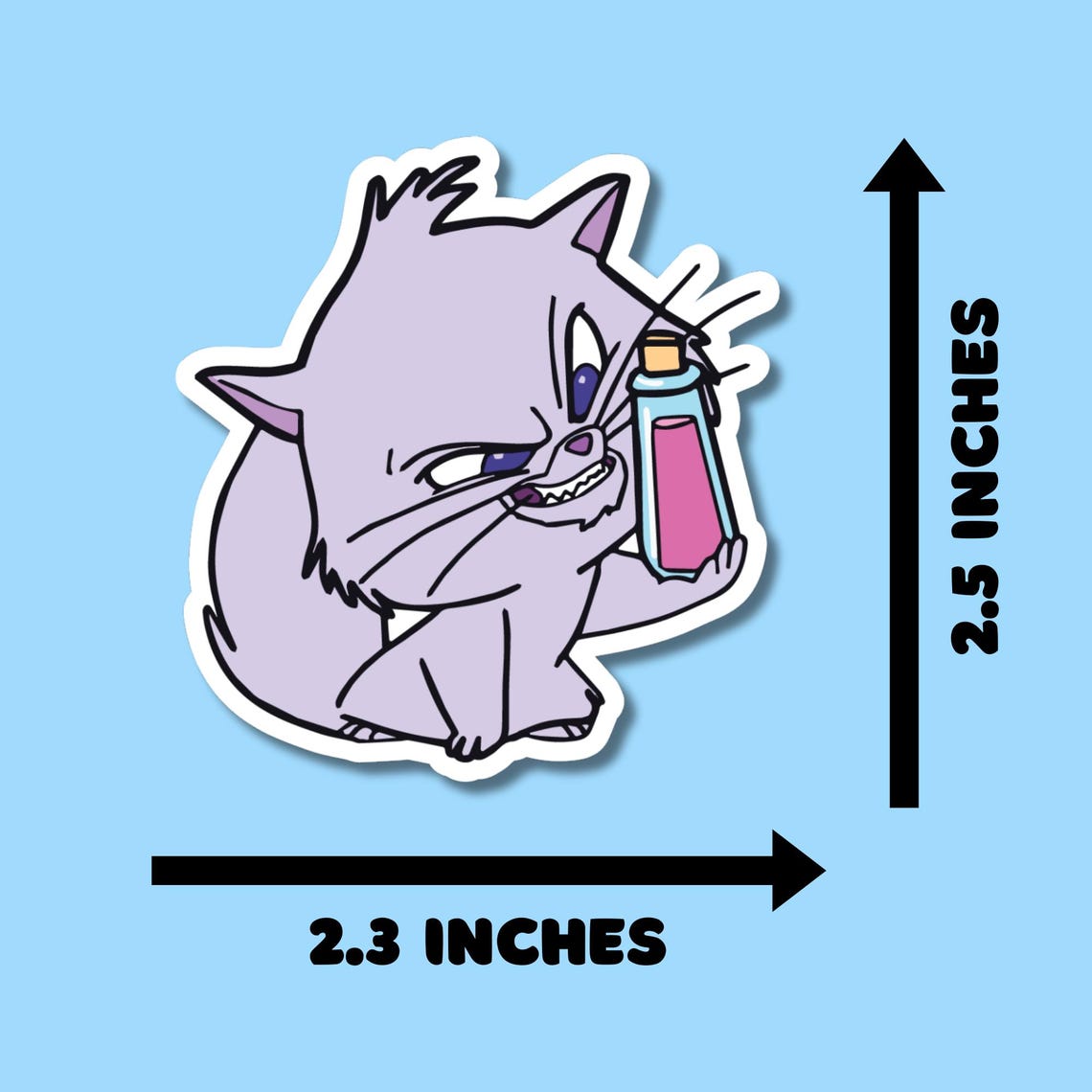 Cute Evil Cat with Potion Stickers, Villain Stickers for Planners, Water Bottles, Laptops, etc.