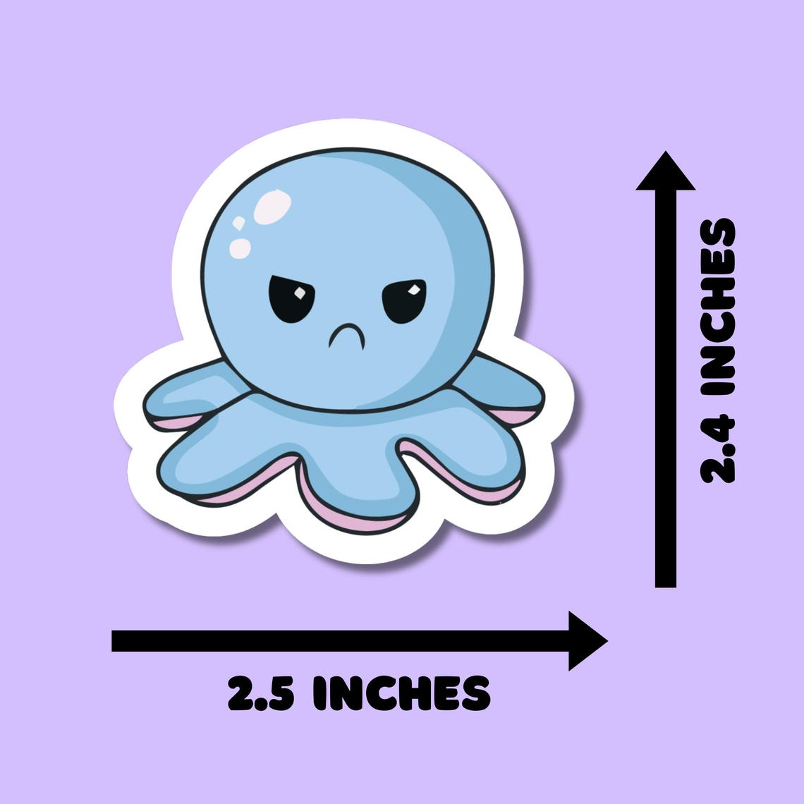Kawaii Angry Octopus Stickers for Planners, Water Bottles, Laptops, etc.