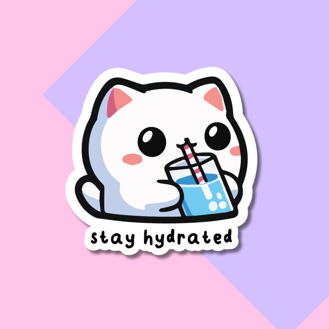 Cute Stay Hydrated Cat Stickers for Planners, Water Bottles, Laptops, etc.