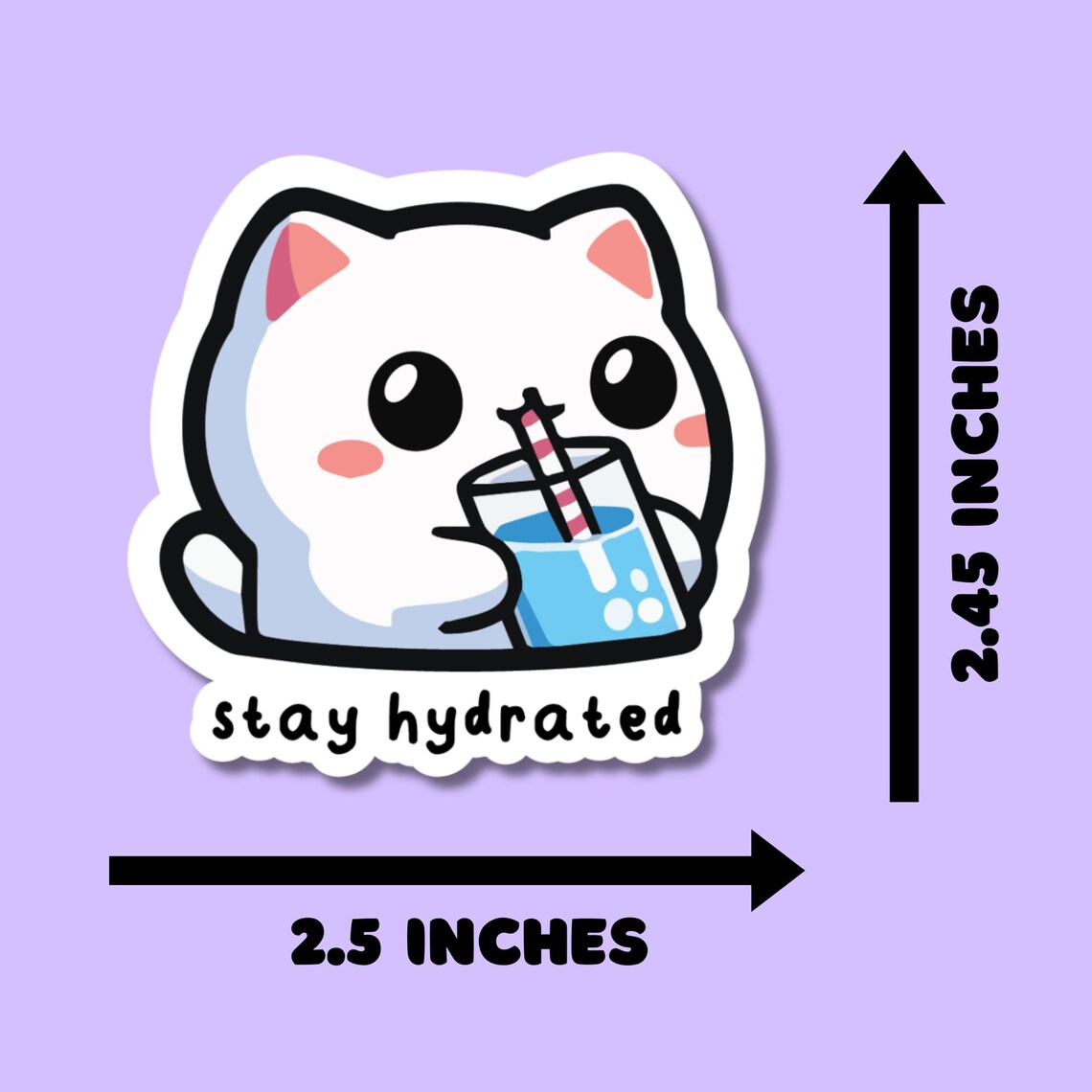 Cute Stay Hydrated Cat Stickers for Planners, Water Bottles, Laptops, etc.