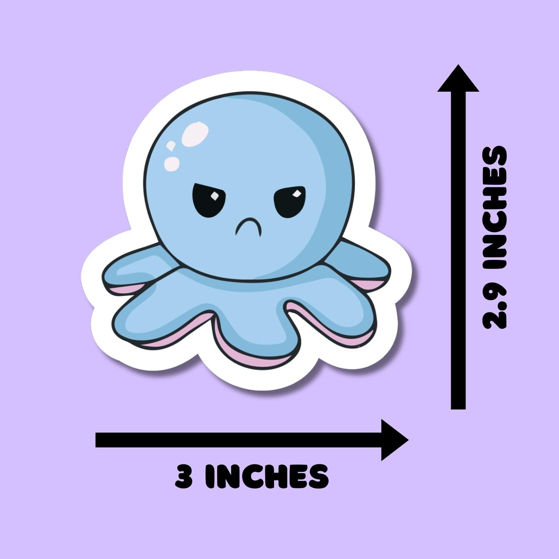 Kawaii Angry Octopus Stickers for Planners, Water Bottles, Laptops, etc.