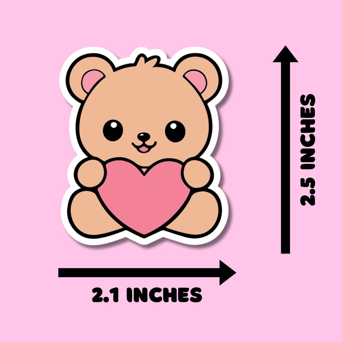 Cute Teddy Bear with Heart Stickers for Planners, Water Bottles, Laptops, etc.