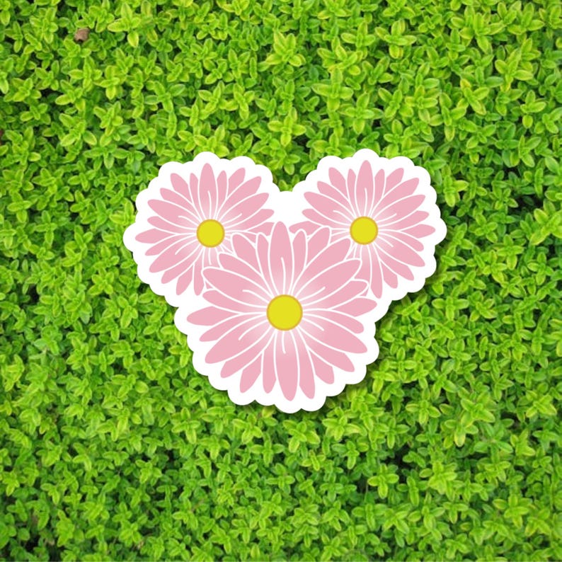 Pink Daisy Stickers for Planners, Water Bottles, Laptops, etc.