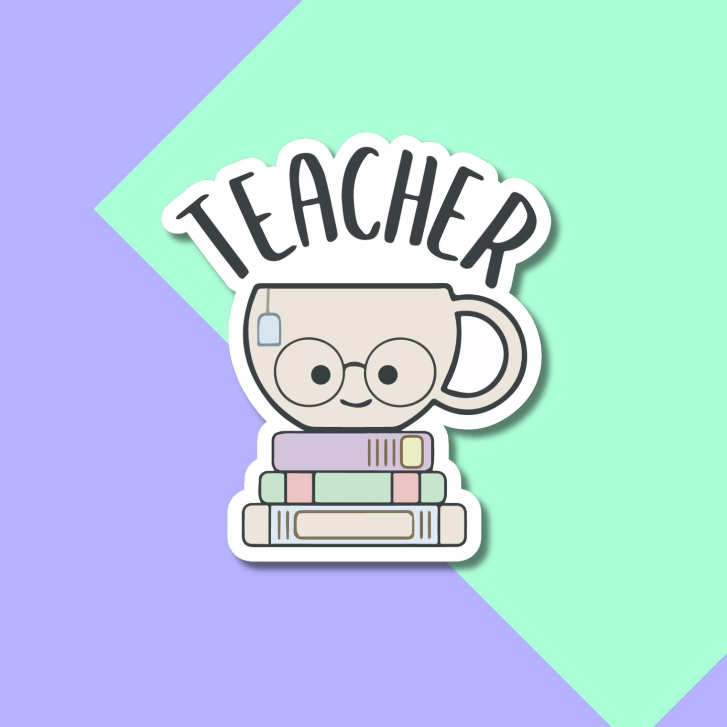 Cute Tea Teacher Stickers, Reading Teacher Stickers for Planners, Water Bottles, Laptops, etc.