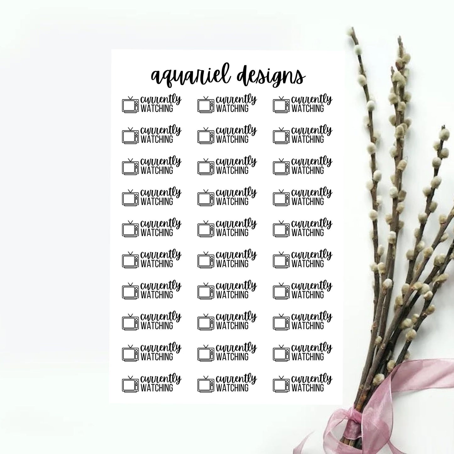 Currently Watching Stickers, Binge Watching Stickers, Currently Watching Planner Stickers