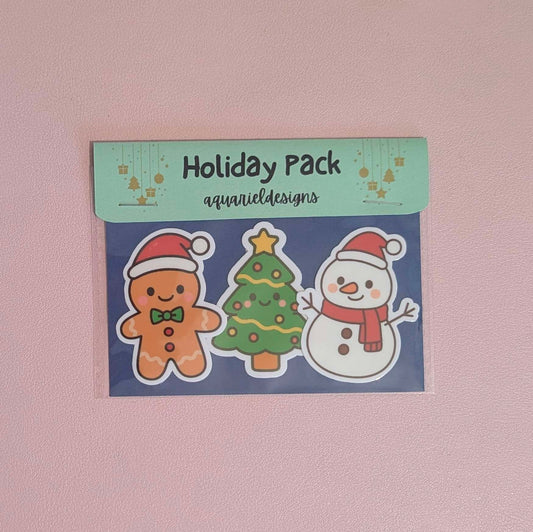 Holiday Sticker Pack (Gingerbread Man, Christmas Tree, Snowman) for Planners, Water Bottles, Laptops, etc.
