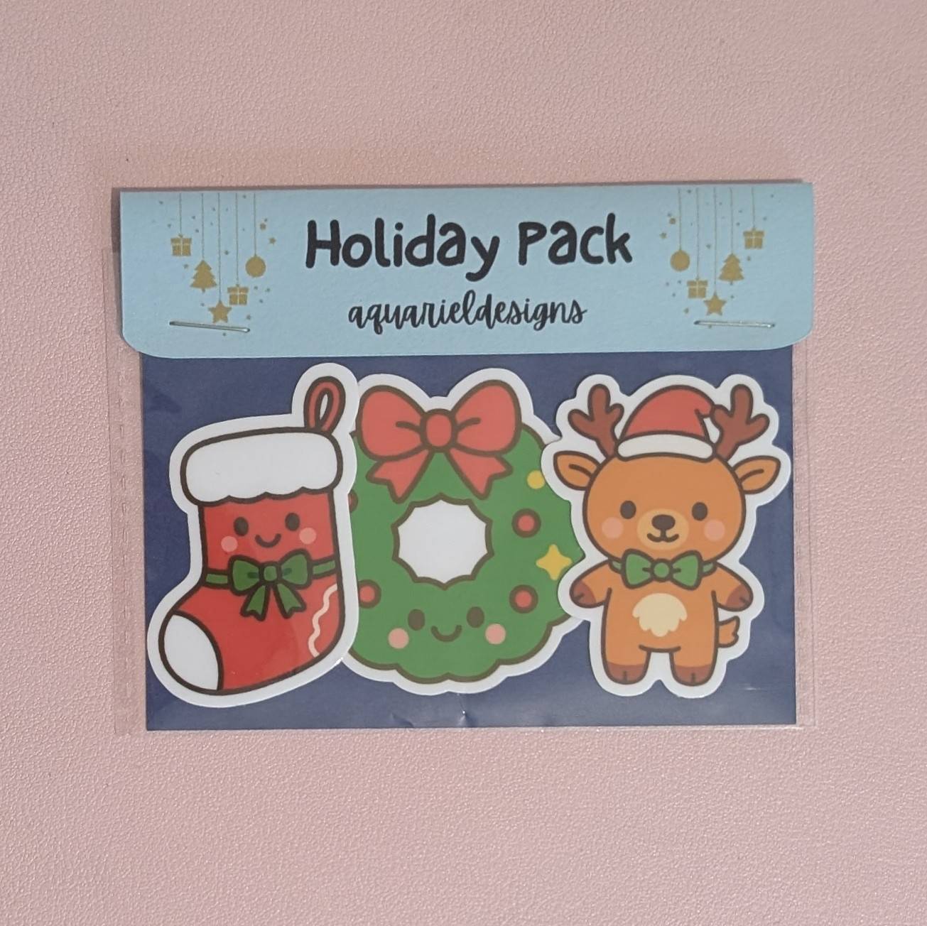 Holiday Sticker Pack (Stocking, Wreath, Reindeer) for Planners, Water Bottles, Laptops, etc.