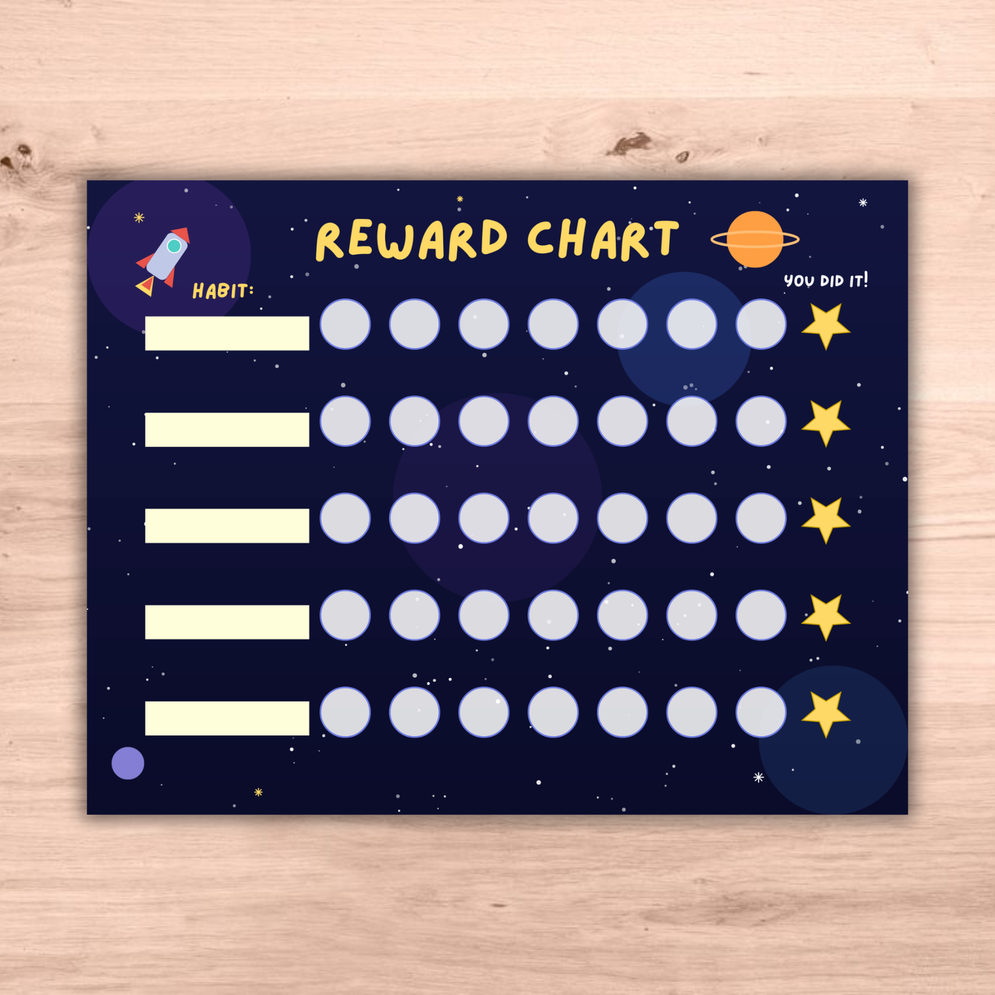 Space Explorer Kids Reward Chart | Printable Habit Tracker | Digital Download | Print at Home | Space Theme Chore Chart