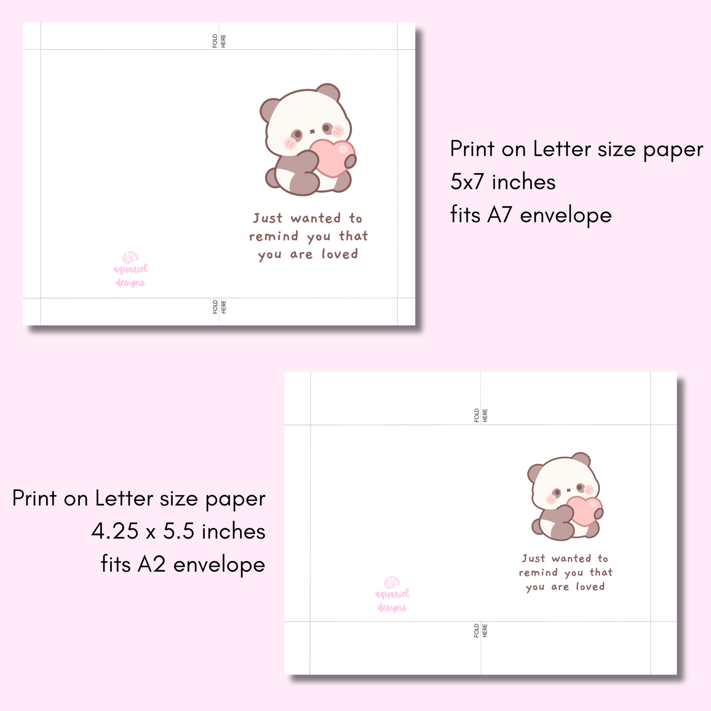Cute Panda Printable Card | Just Because Card | Kawaii Card Digital Download | Print at Home Greeting Card