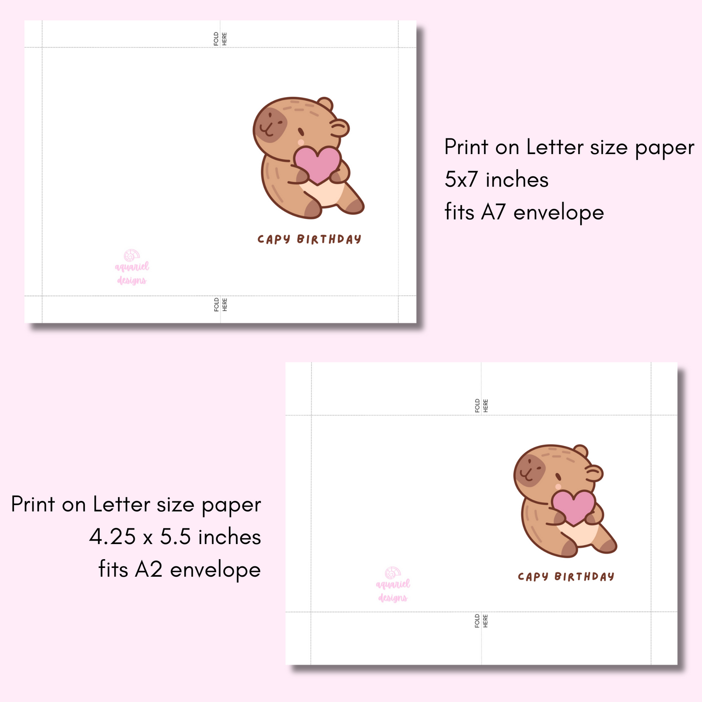 Capy Brithday Printable Card | Happy Birthday Card | Birthday Card for Capybara Lover