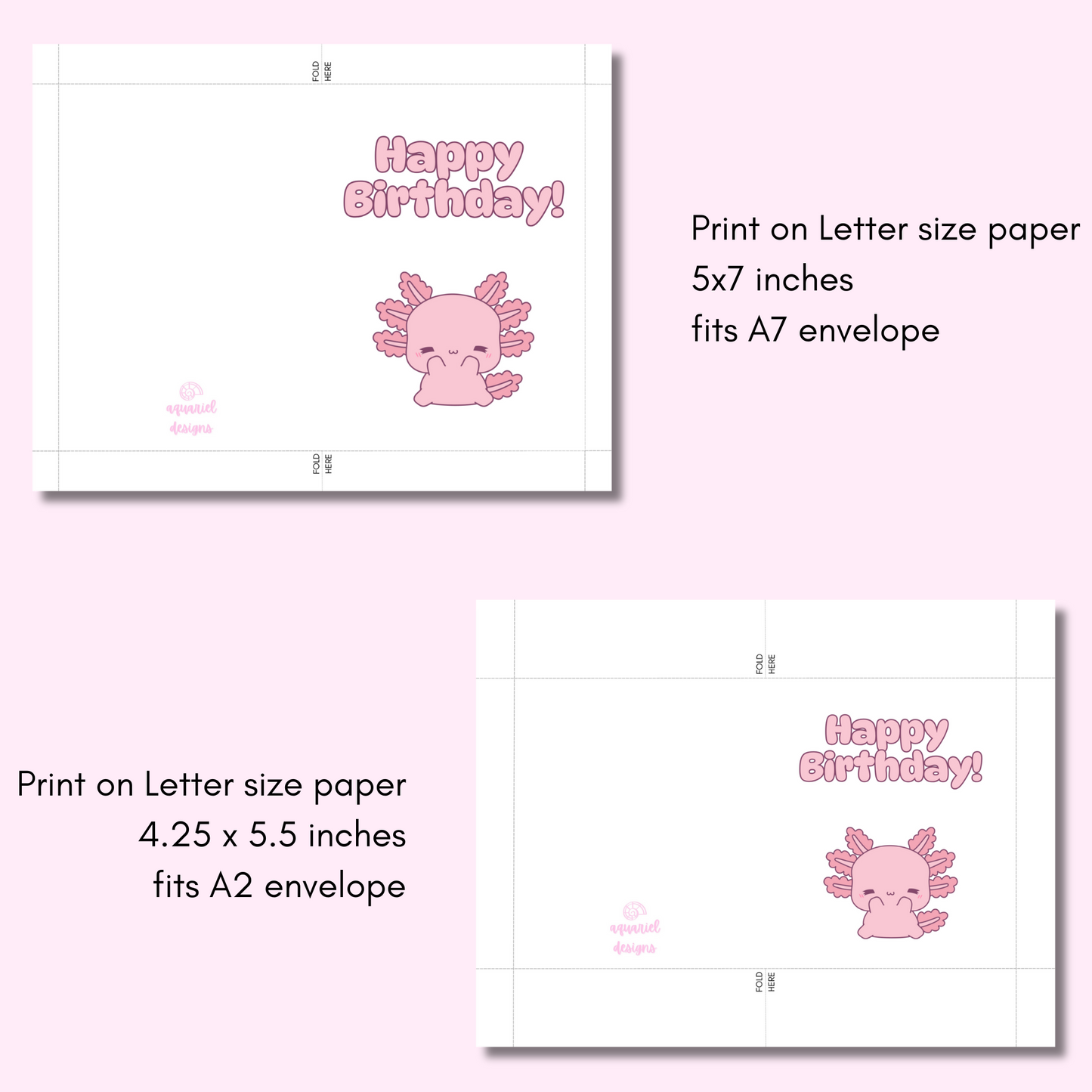 Axolotl Birthday Printable Card | Happy Birthday Card | Birthday Card for Axolotl Lover