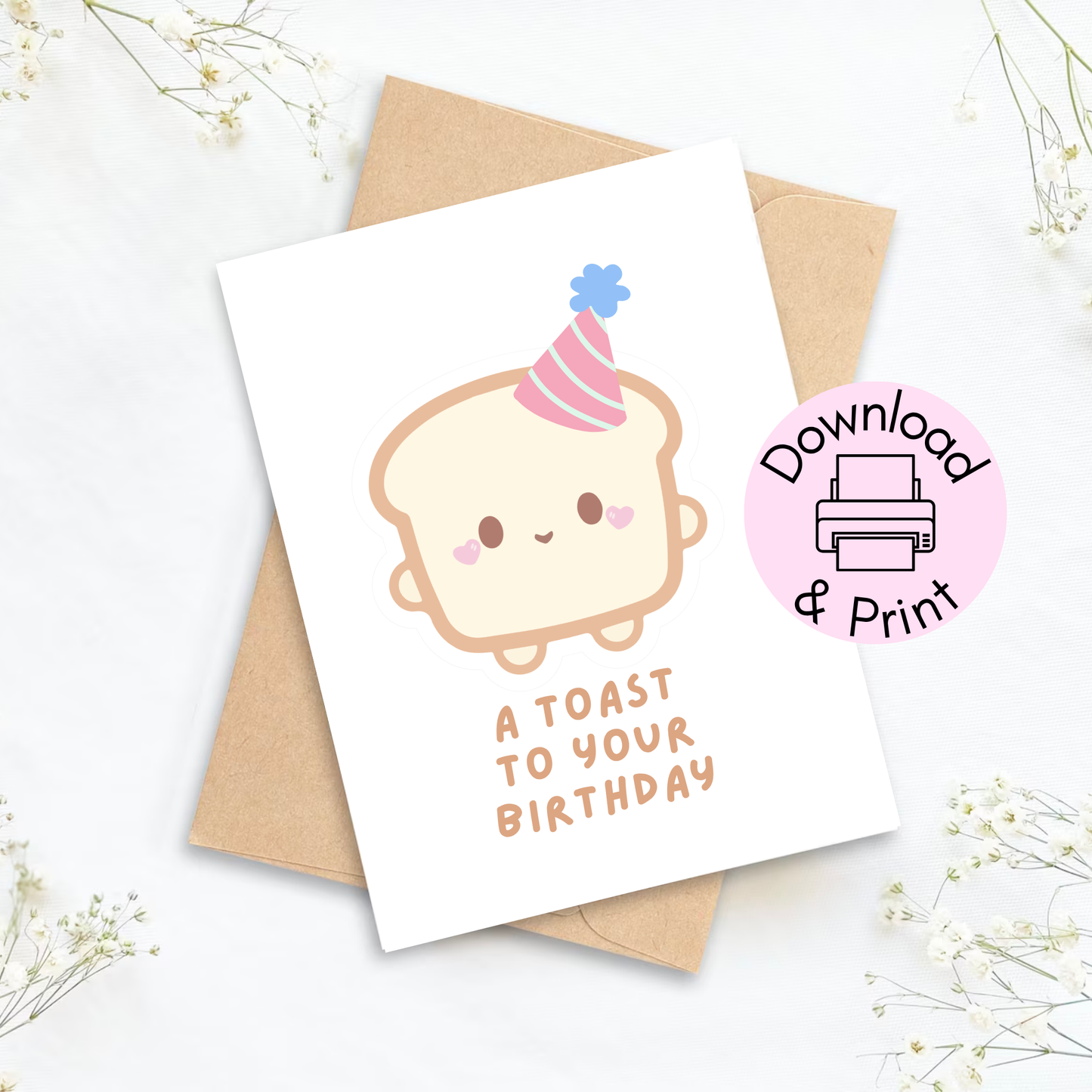 A Toast To Your Birthday Printable Card | Happy Birthday Card | Instant Download Card