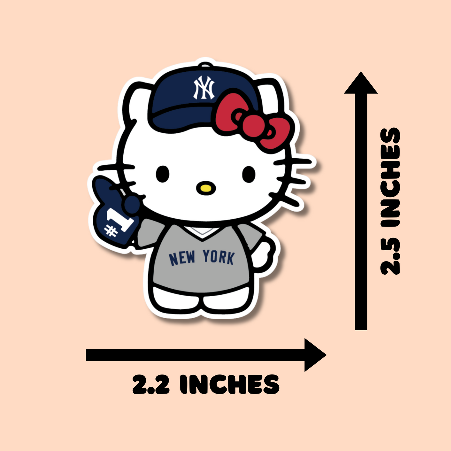 Yankees Hello Kitty Stickers for Planners, Water Bottles, Laptops, etc.