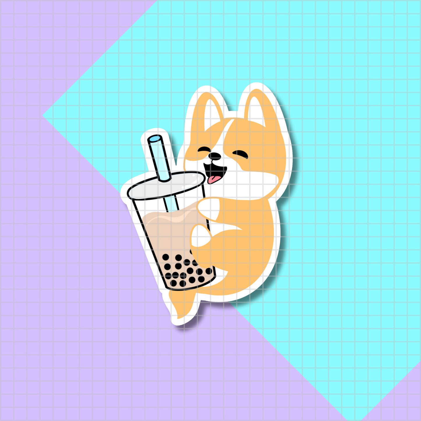 Corgi Boba Glossy Stickers for Planners, Water Bottles, Laptops, etc.