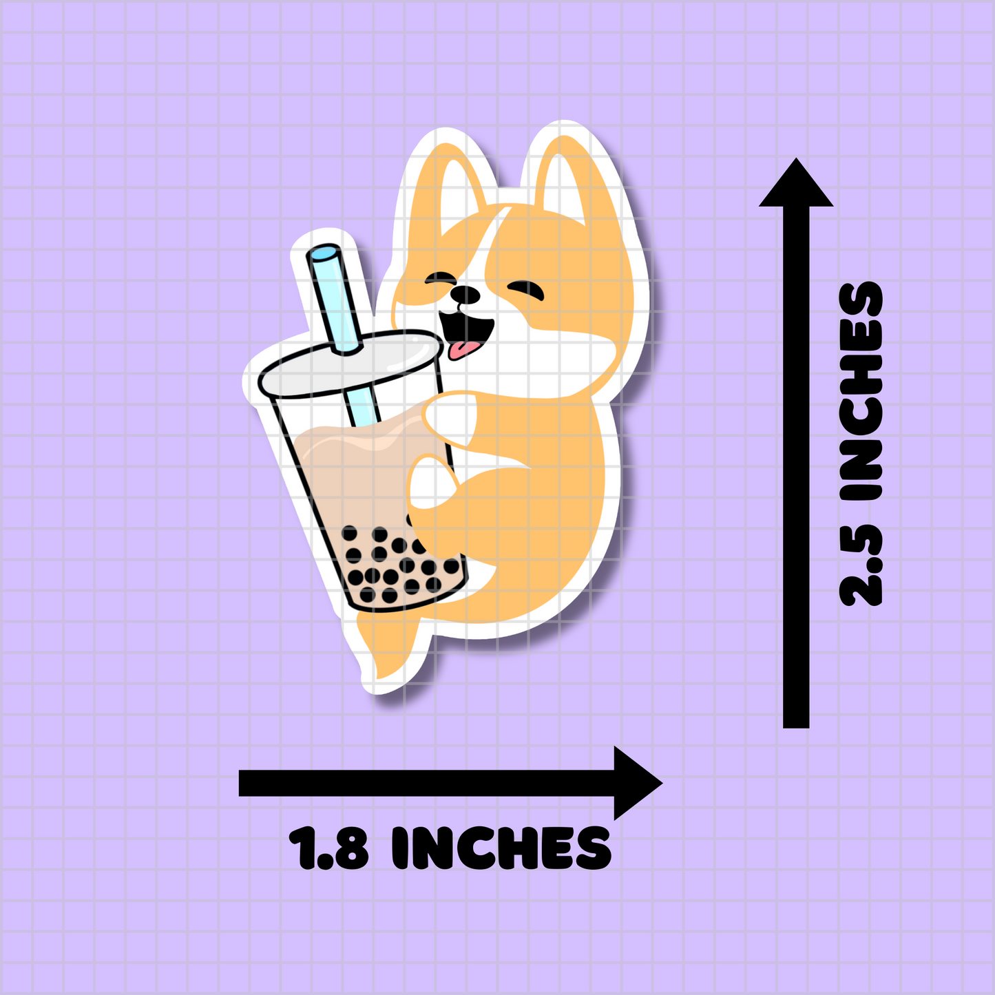 Corgi Boba Glossy Stickers for Planners, Water Bottles, Laptops, etc.