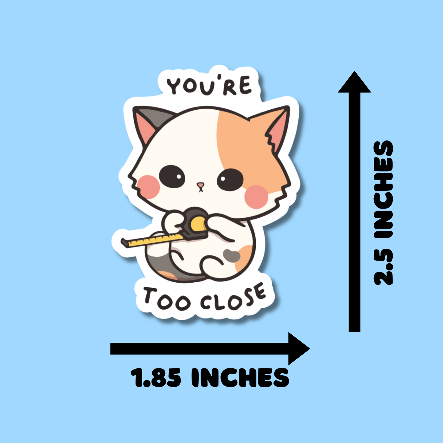 You're Too Close Cat Stickers for Planners, Water Bottles, Laptops, etc.