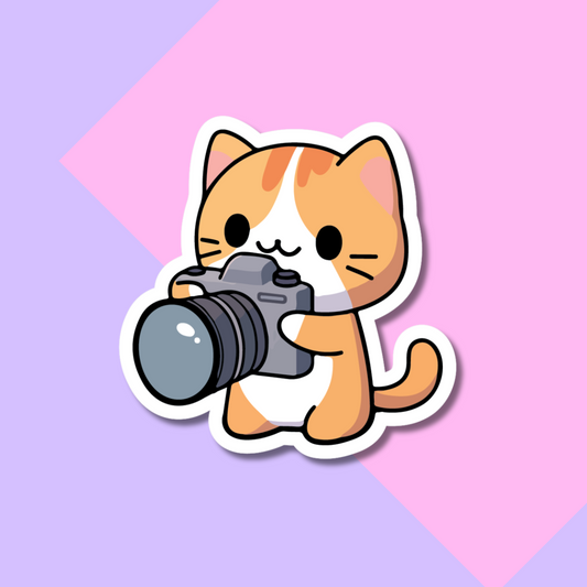 Cat with Camera Stickers for Planners, Water Bottles, Laptops, etc.