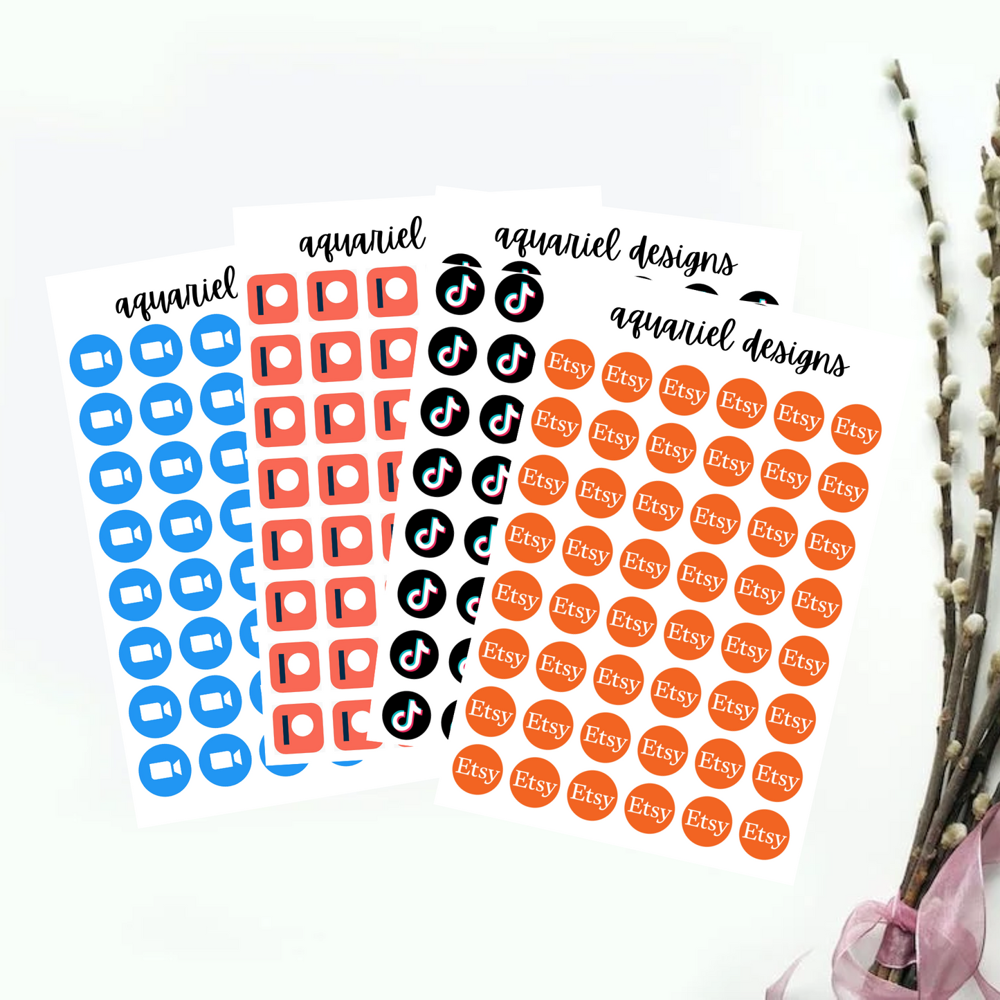 Zoom, Patreon, TikTok, Etsy Tracker Stickers | Bullet Journal Tracker Stickers | Planner Tracker Stickers