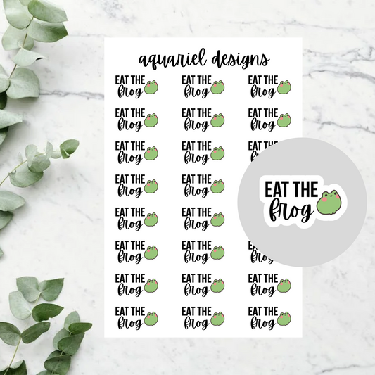 Eat The Frog Stickers, 24 Cute Frog Stickers for Planners, Calendars, Bullet Journals, etc.
