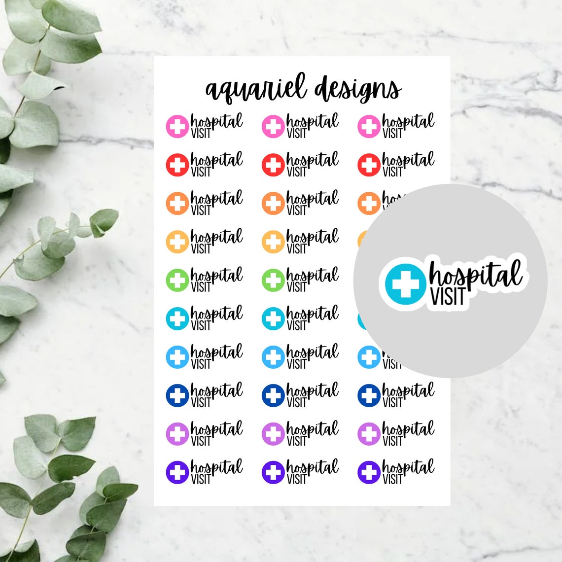 Hospital Visit Stickers | Set of 30 Hospital Visit Reminder Planner Stickers | Bullet Journal Stickers