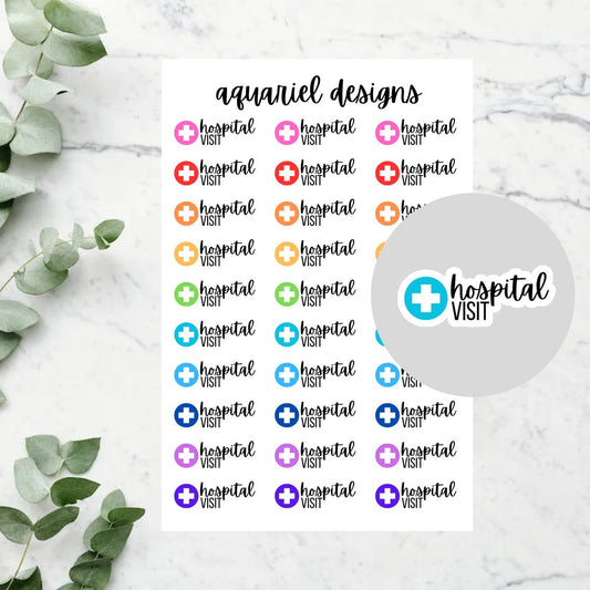 Hospital Visit Stickers | Set of 30 Hospital Visit Reminder Planner Stickers | Bullet Journal Stickers