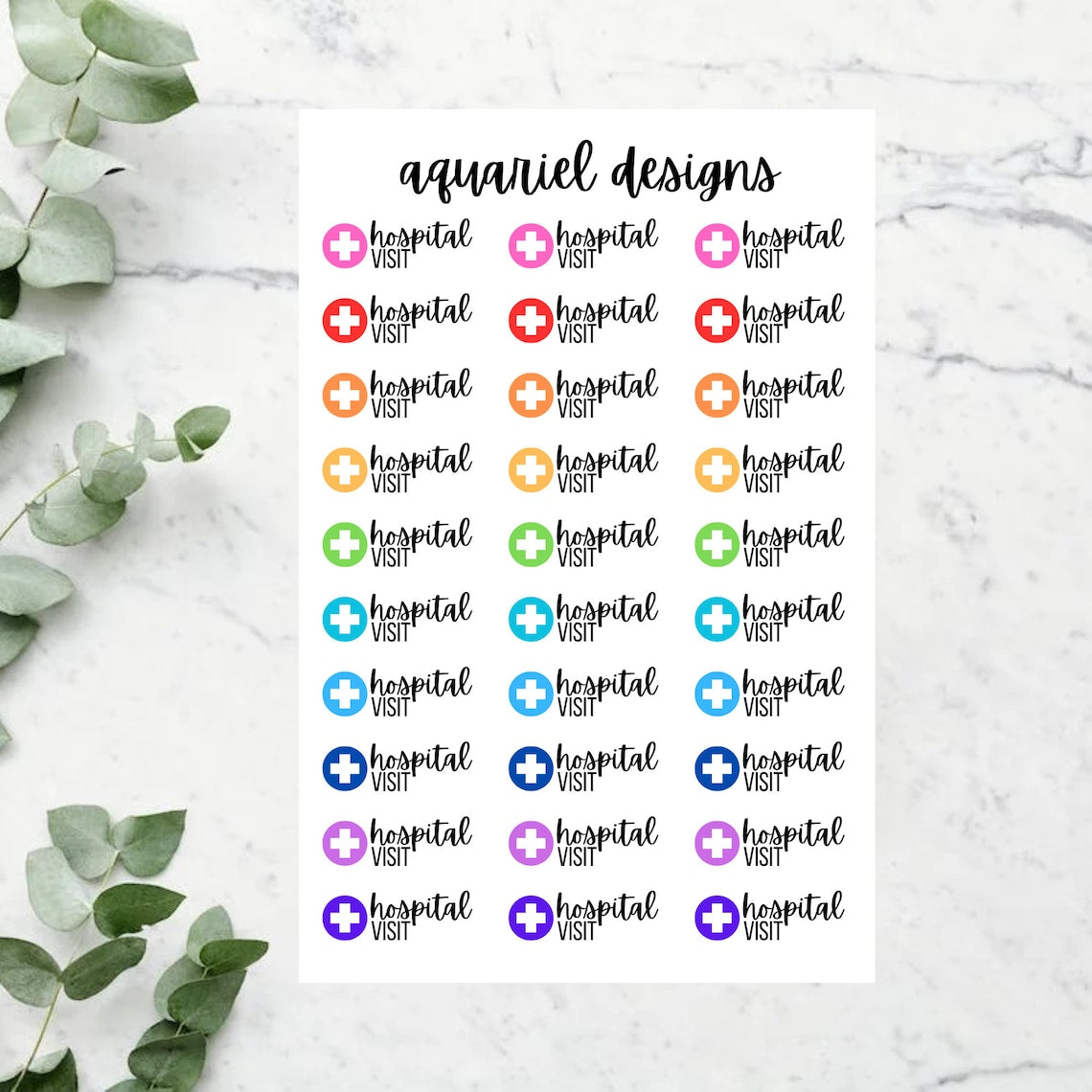 Hospital Visit Stickers | Set of 30 Hospital Visit Reminder Planner Stickers | Bullet Journal Stickers