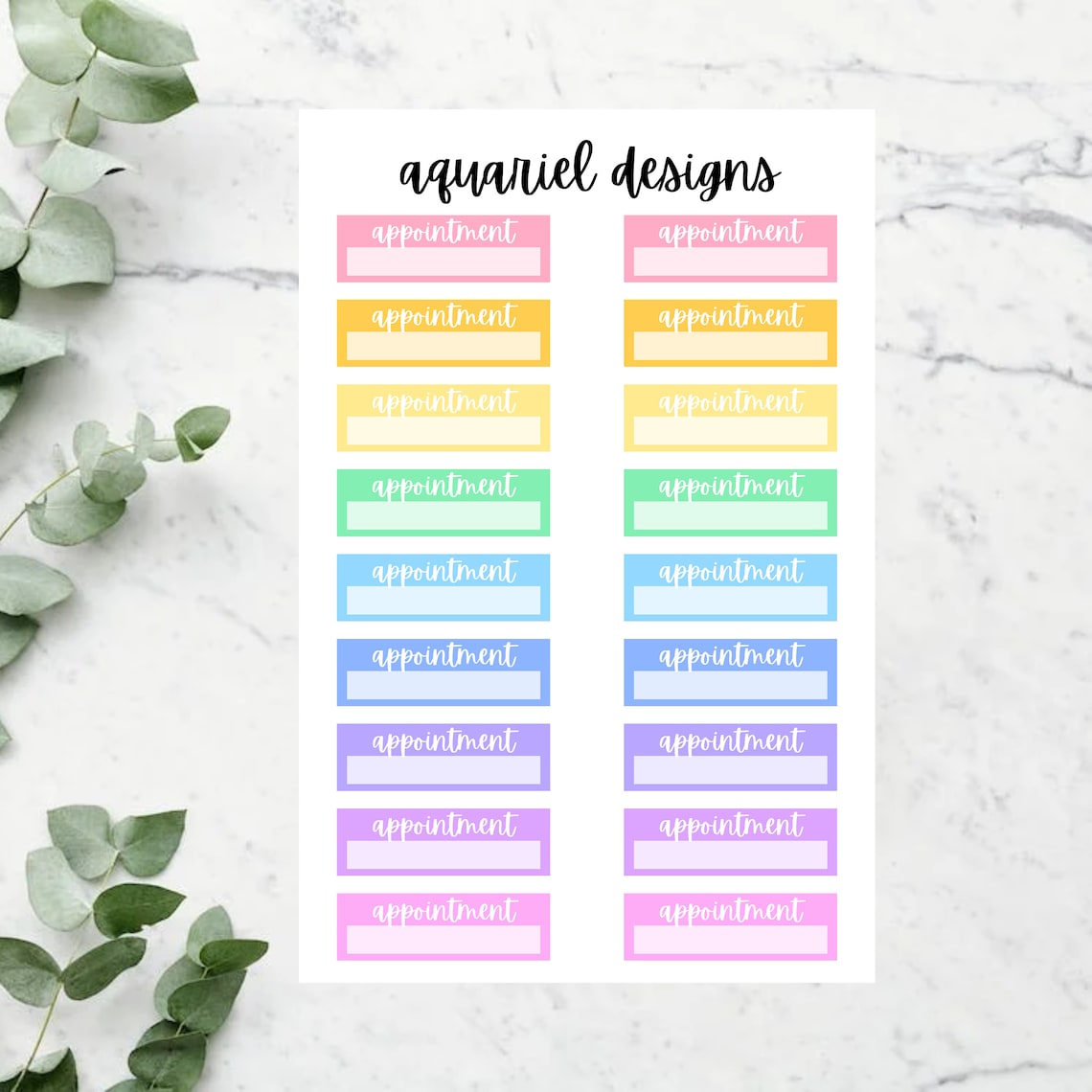 Appointment Script Box Sticker | Set of 18 Appointment Planner Stickers | Bullet Journal Stickers