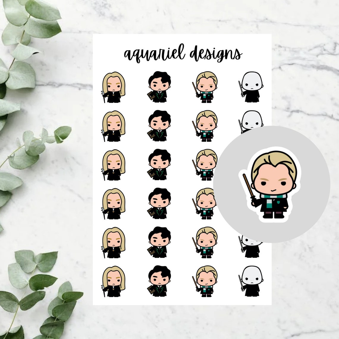 Harry Potter Villains Stickers, 24 Harry Potter Stickers for Planners, Calendars, Bullet Journals, etc.