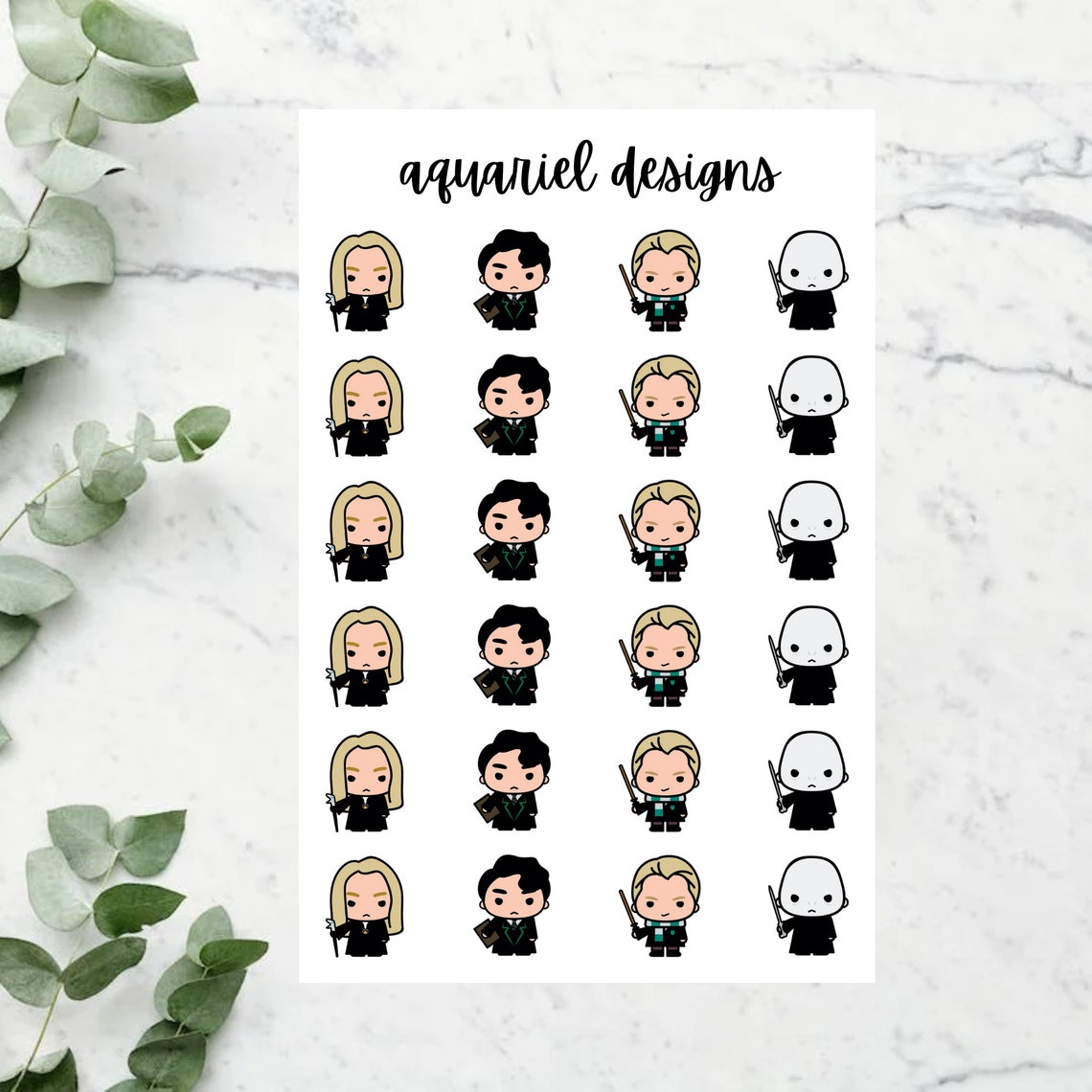 Harry Potter Villains Stickers, 24 Harry Potter Stickers for Planners, Calendars, Bullet Journals, etc.