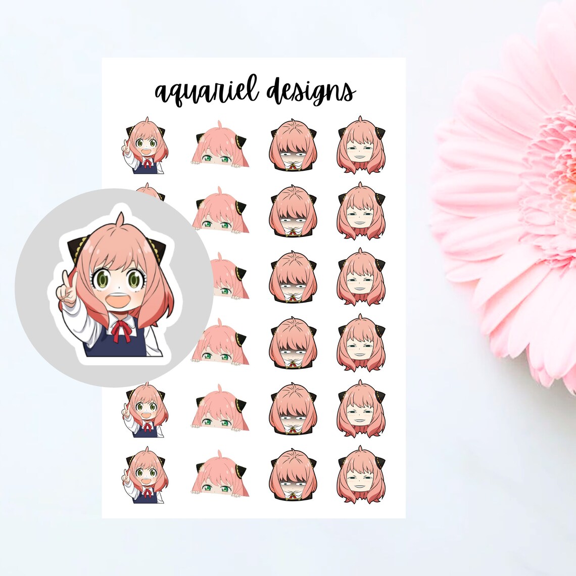 Spy x Family Anya Stickers, 24 Anya Stickers for Planners, Calendars, Bullet Journals, etc.