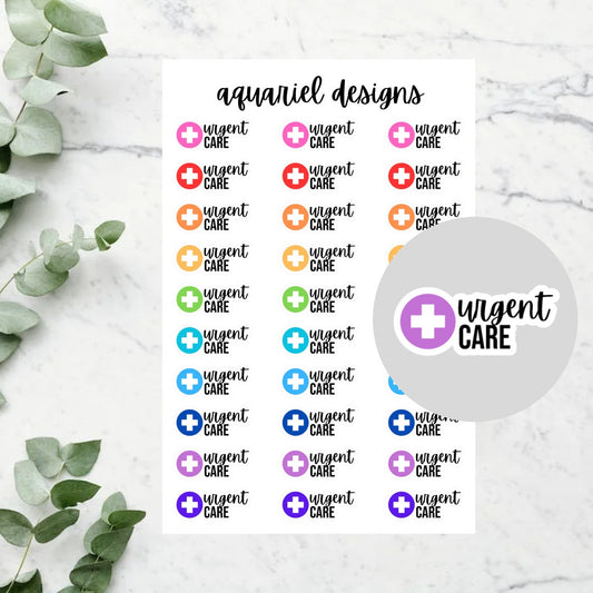 Urgent Care Stickers, 30 Urgent Care Stickers for Planners, Calendars, Bullet Journals, etc.