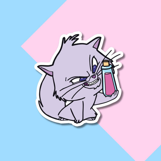 Cute Evil Cat with Potion Stickers, Villain Stickers for Planners, Water Bottles, Laptops, etc.