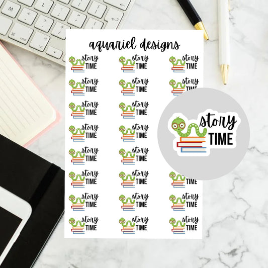 Story Time Stickers, Set of 24 Story Time Planner Stickers, Bullet Journal Stickers