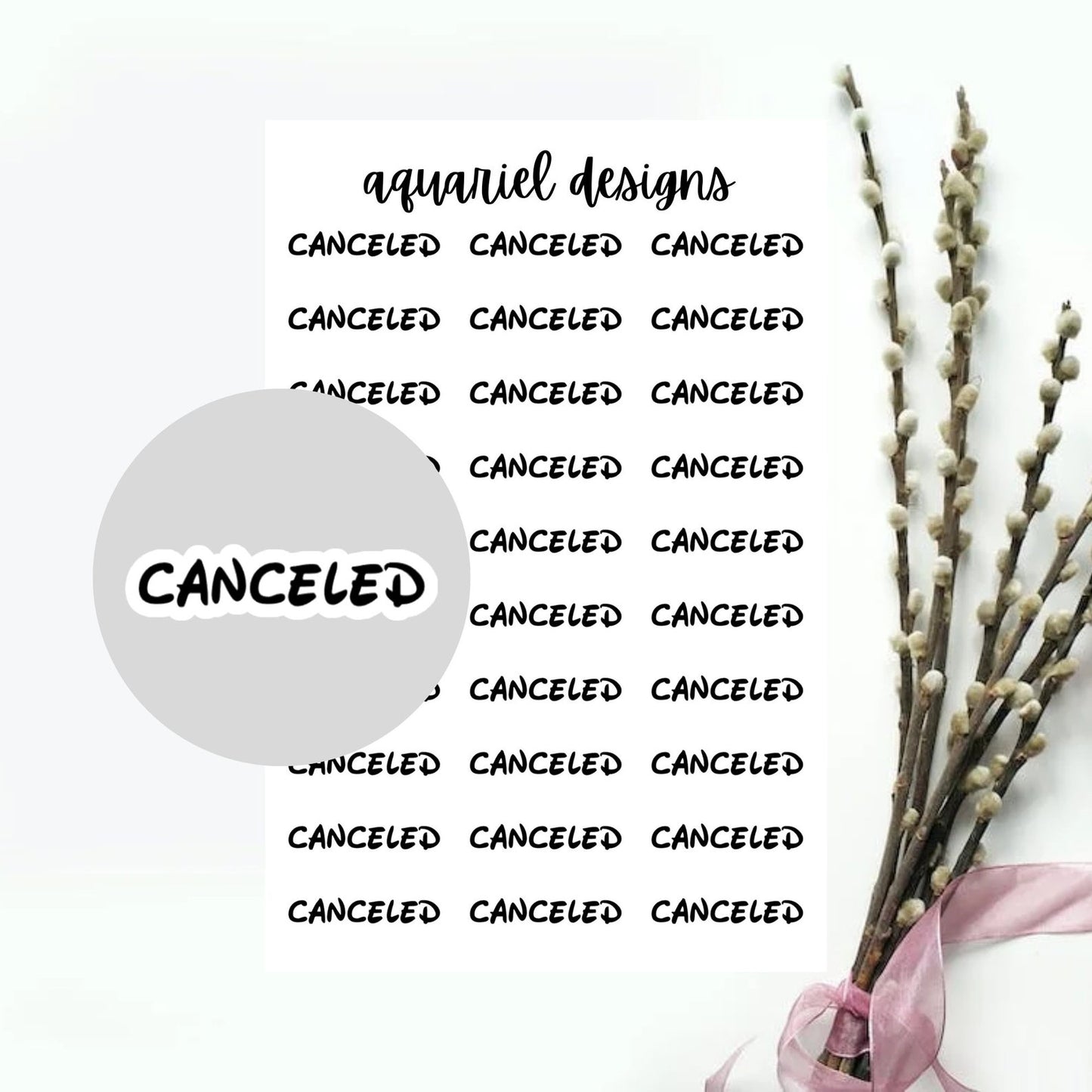 Disney Canceled Text Stickers | Set of 30 Canceled Planner Stickers | Bullet Journal Stickers