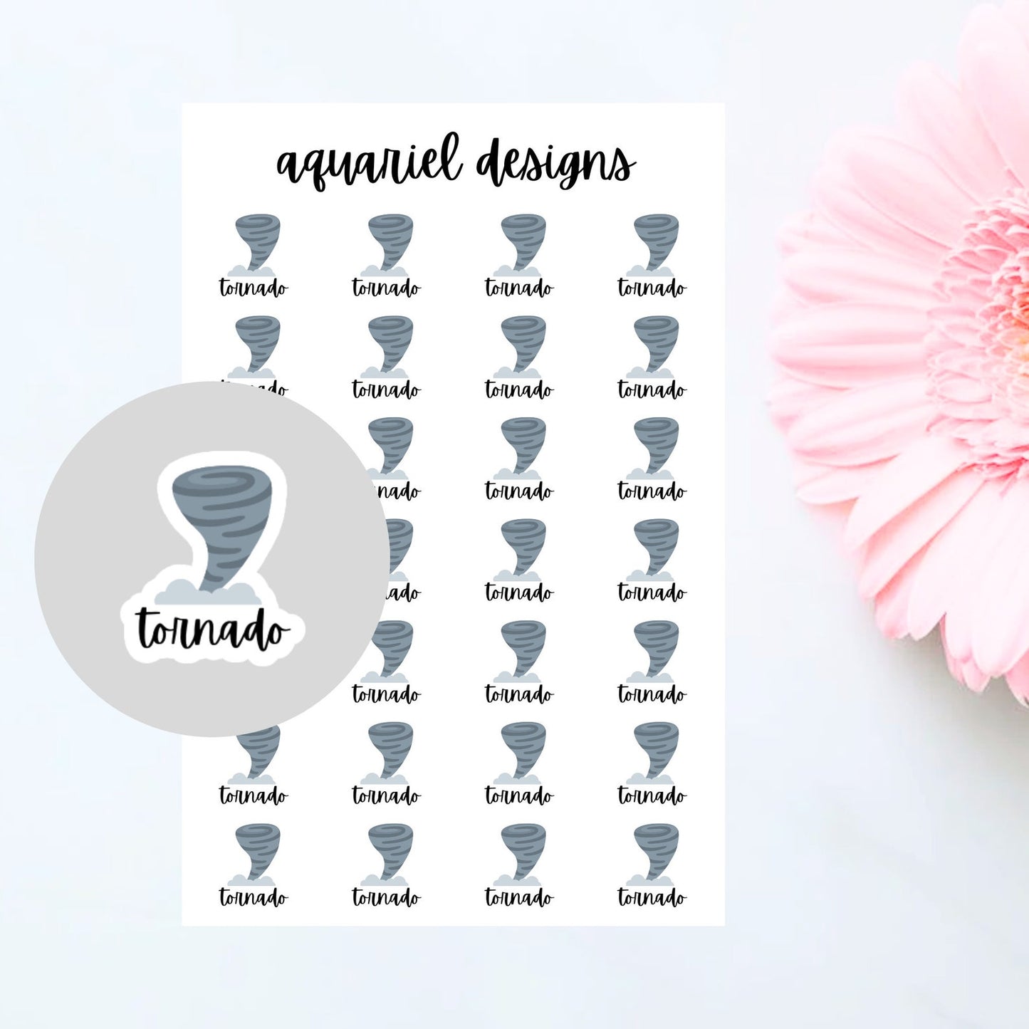 Natural Disaster Stickers, Set of 28 Fire, Tornado, Hurricane, and Earthquake Stickers for Planners, Bullet Journals, Calendars, etc.