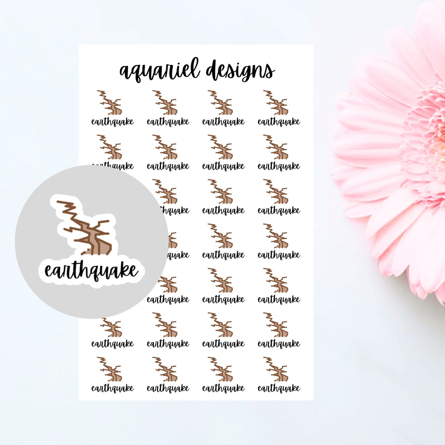 Natural Disaster Stickers, Set of 28 Fire, Tornado, Hurricane, and Earthquake Stickers for Planners, Bullet Journals, Calendars, etc.