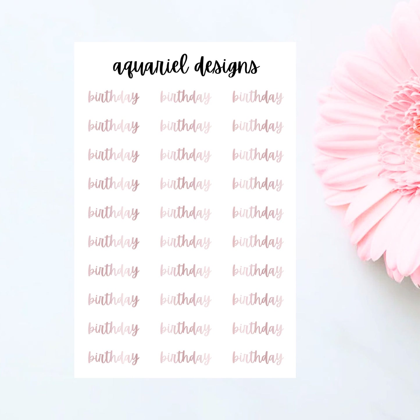 Rose Gold Birthday Stickers, 30 Birthday Stickers for Planners, Calendars, Bullet Journals, etc.