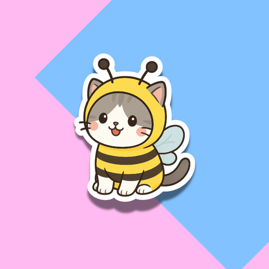 Cat in Bee Costume Stickers for Planners, Water Bottles, Laptops, etc.