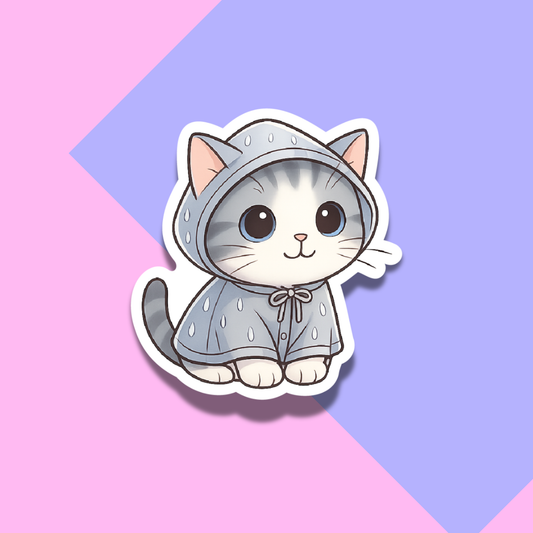 Cat in Raincoat Stickers for Planners, Water Bottles, Laptops, etc.
