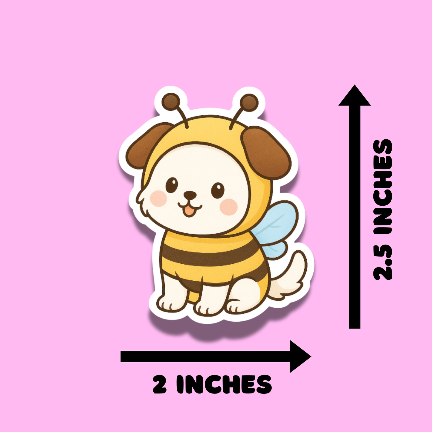 Cute Dog in Bee Costume Stickers for Planners, Water Bottles, Laptops, etc.