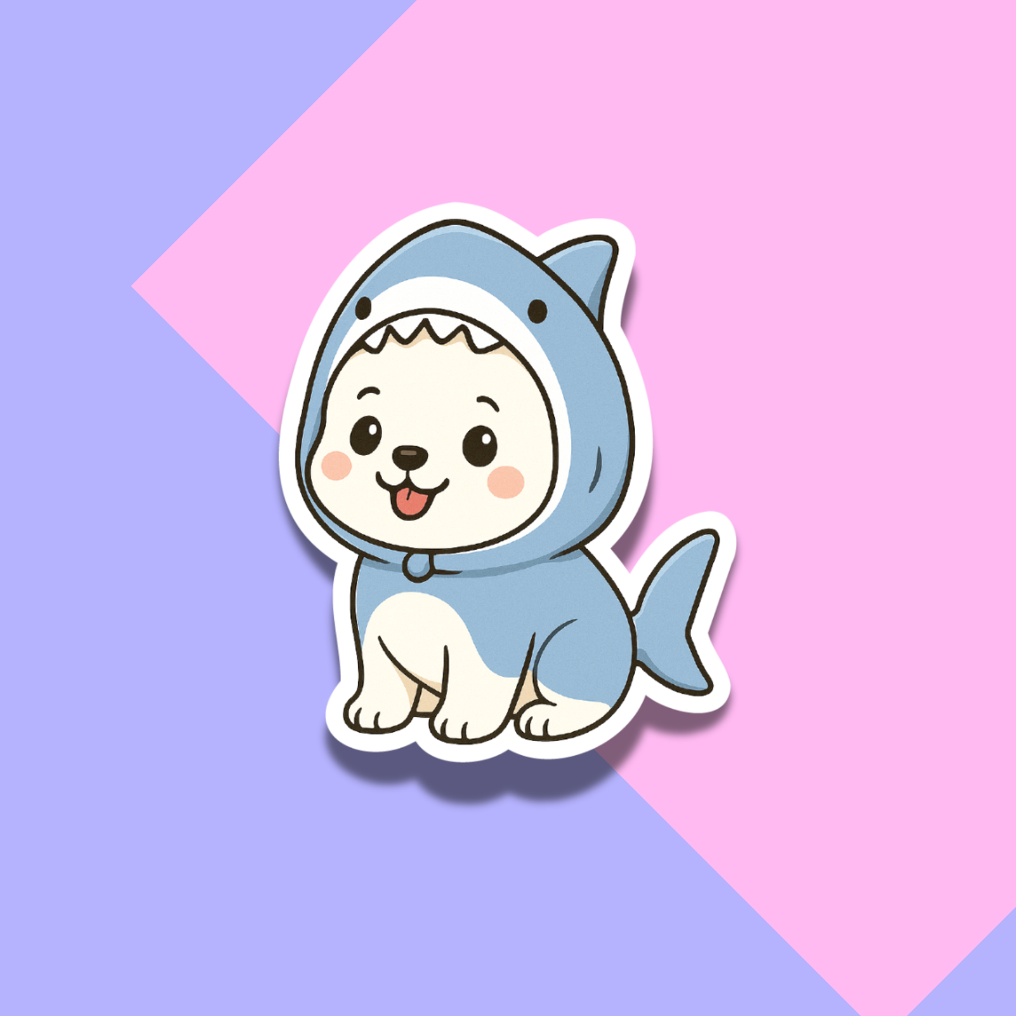 Cute Dog in Shark Costume Stickers for Planners, Water Bottles, Laptops, etc.