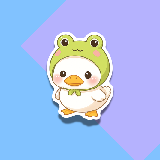 Duck with Froggie Hat Stickers for Planners, Water Bottles, Laptops, etc.