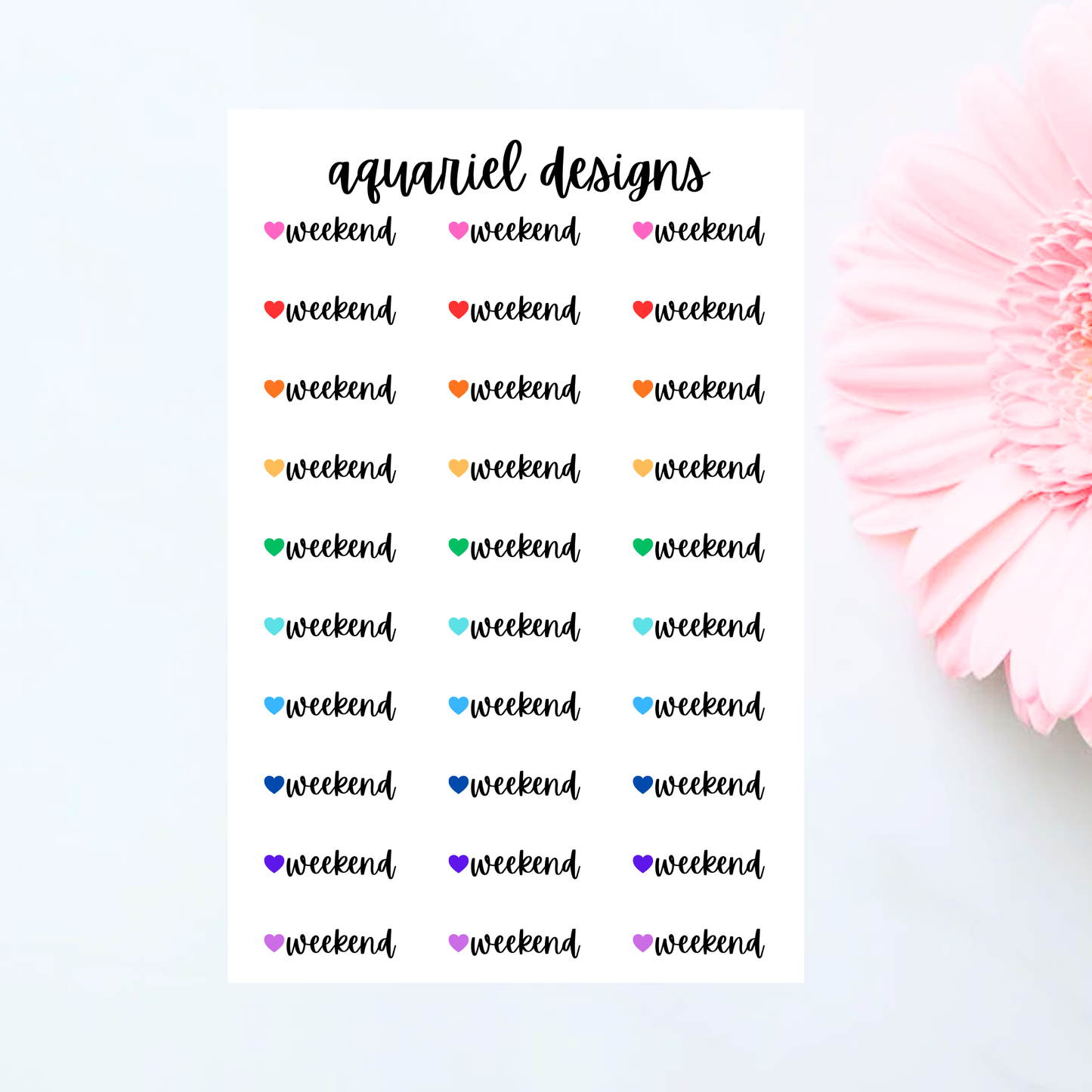 Weekend Stickers, 30 Weekend Tracker Stickers for Planners, Calendars, Bullet Journals, etc.