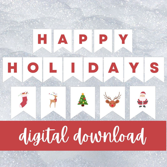 Happy Holidays Banner | Christmas Banner| Digital Download