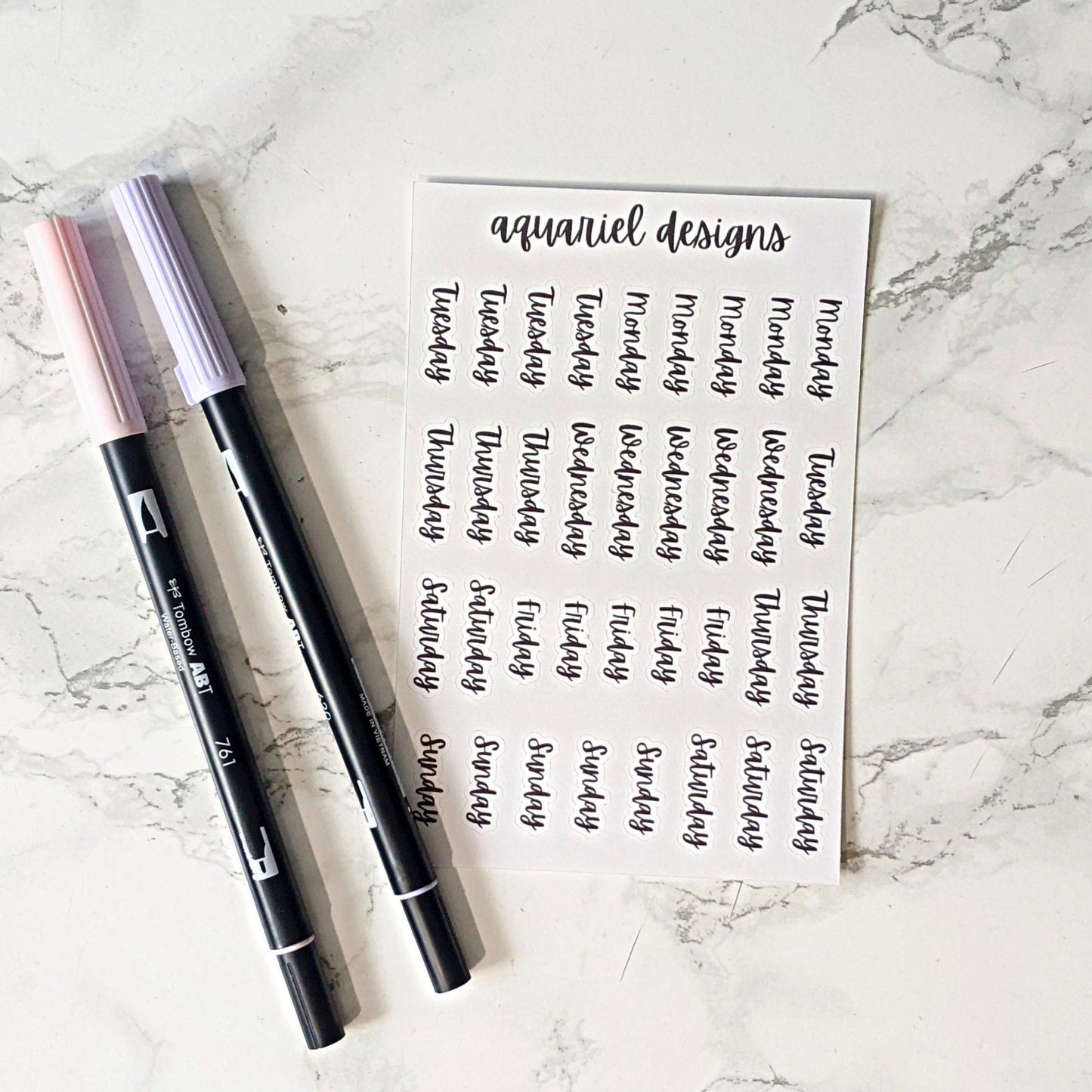 Days of the Week Sticker Sheet | Planner Stickers | Bullet Journal Stickers