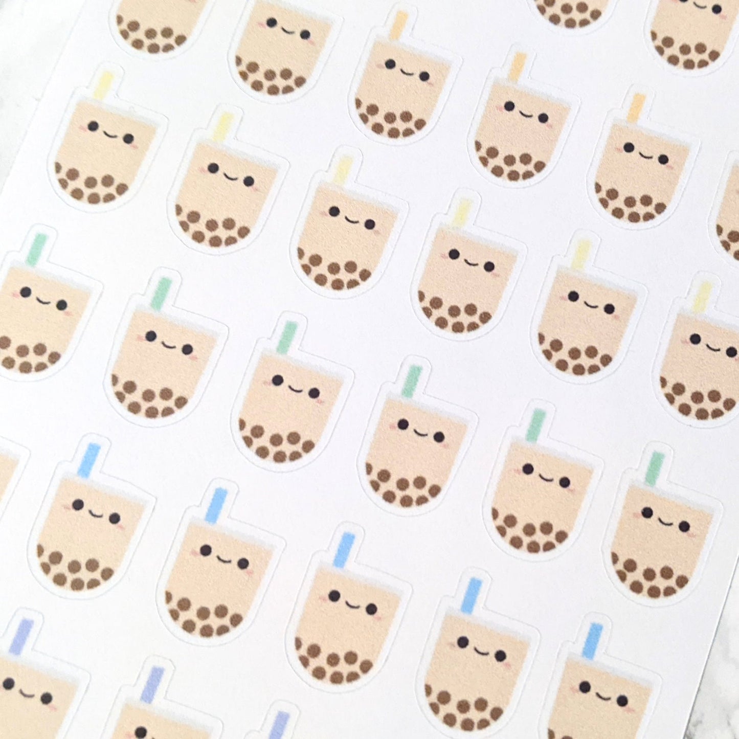 Boba Stickers, Cute Boba Planner Stickers, Kawaii Rainbow Boba Sticker Sheet, Boba Bullet Journal Stickers