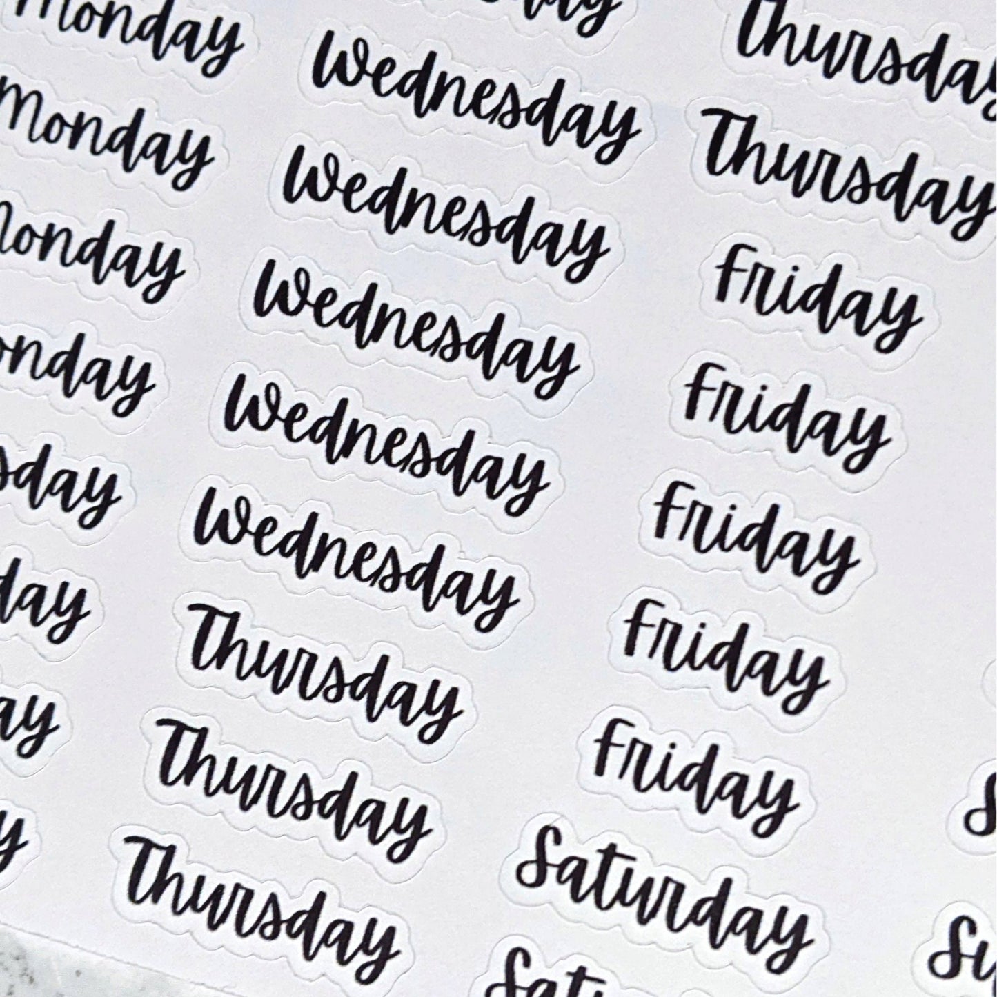 Days of the Week Sticker Sheet | Planner Stickers | Bullet Journal Stickers